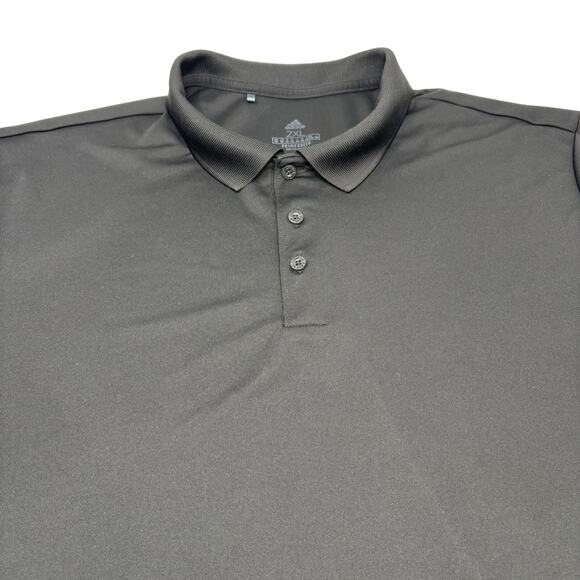 Adidas Mens 2Xl Solid Black Prime Green Short Sleeve Golf Polo Shirt - Picture 1 of 5